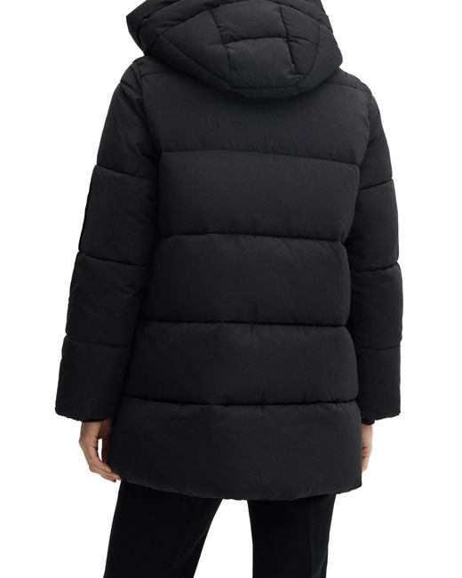 Mango Black Quilted Hooded Water Repellent Puffer Jacket
