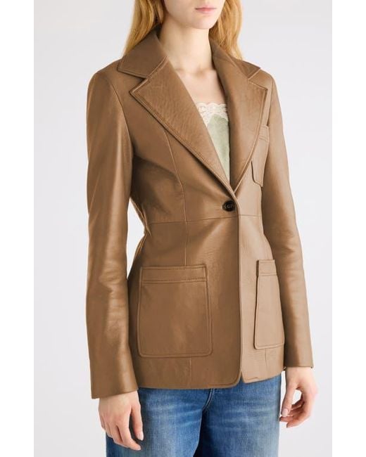 Chloé Green Tailored Leather Jacket