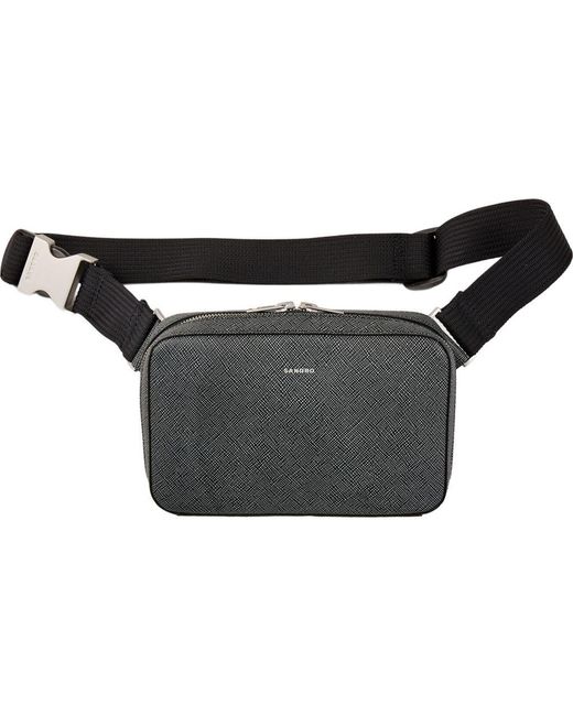 Sandro Black Small Reconstitued Leather Bag for men