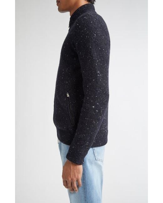 Eleventy Blue Wool & Silk Blend Zip Cardigan for men