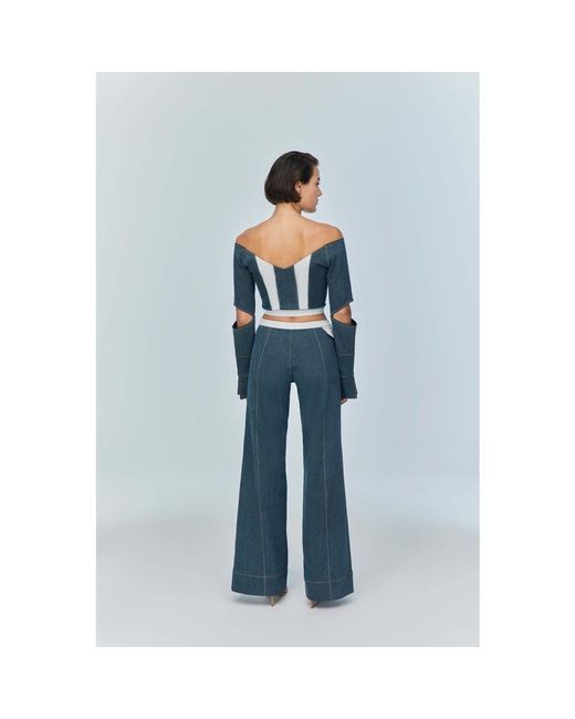 Jendue Blue Monte Wide Leg Denim Jeans