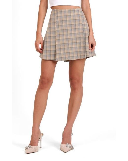 Avec Les Filles White Plaid Pleated High Waist Skirt