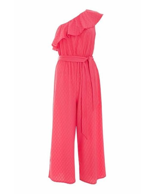 Quiz Textured One Shoulder Culotte Jumpsuit