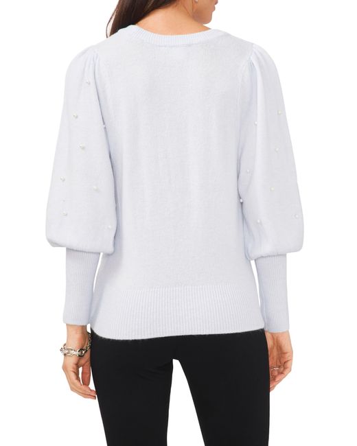 Chaus White Imitation Pearl Juliet Sleeve Sweater