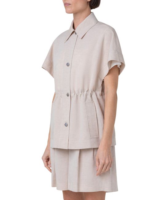 Akris Punto Cinched Waist Short Sleeve Jacket in Natural Lyst