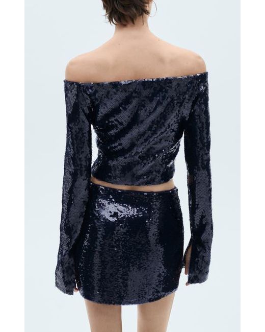 Mango Blue Xpluton Sequin Miniskirt