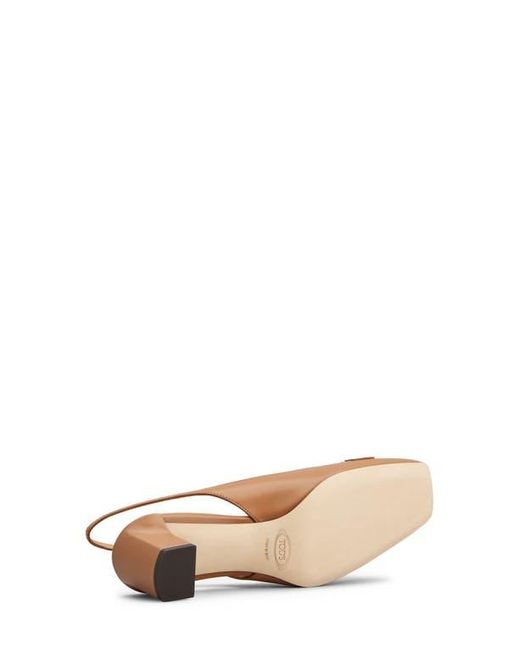 Tod's Brown Barretta Block Heel Slingback Pump