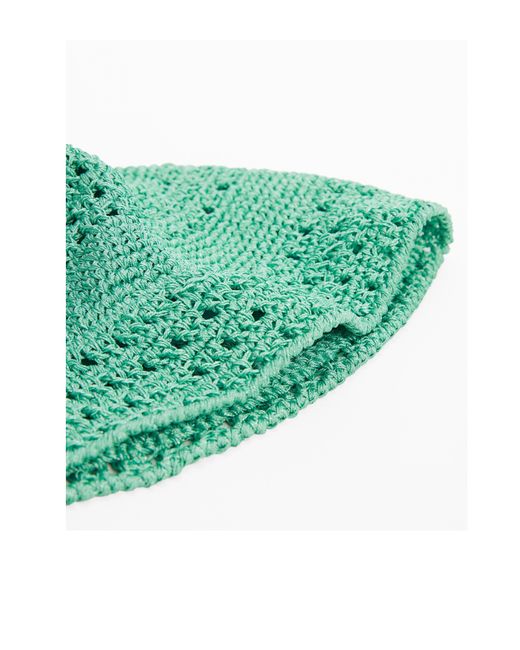 Mango Green Open Stitch Knit Bucket Hat