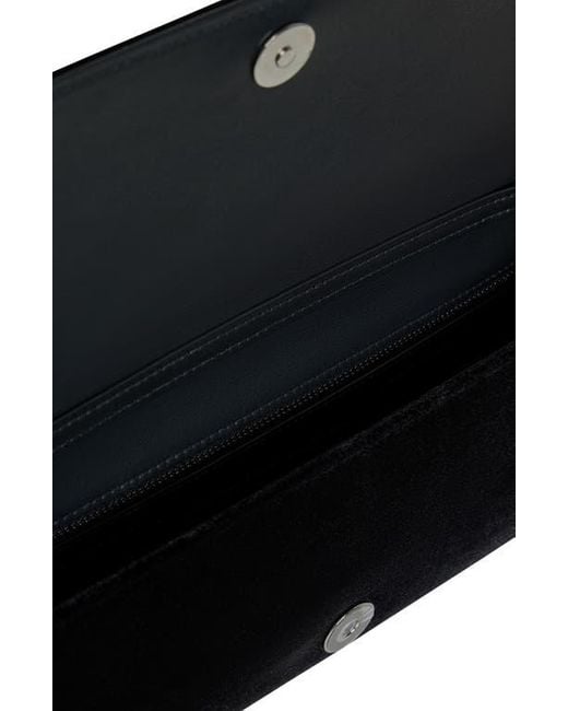 Akris Black Small Anouk Feather Trim Velvet East/West Clutch