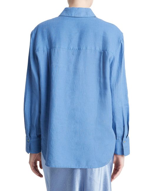 Vince Blue Easy Linen Button-up Shirt