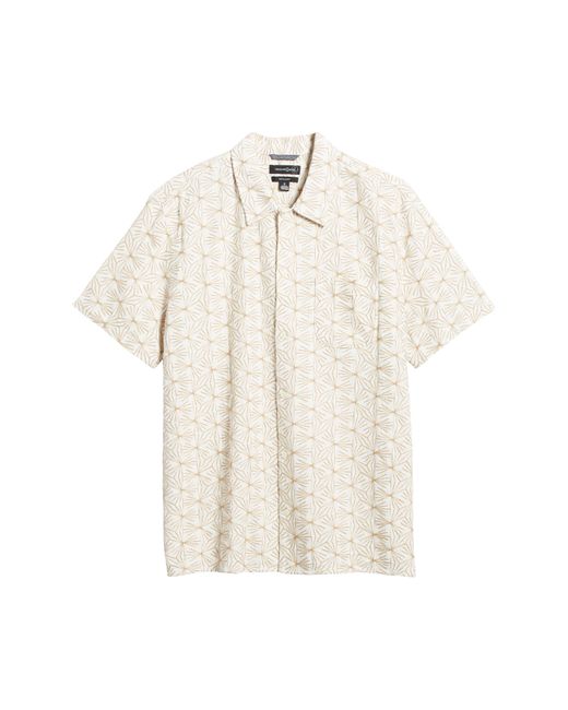 Treasure & Bond White Starburst Embroidered Short Sleeve Button-up Shirt for men