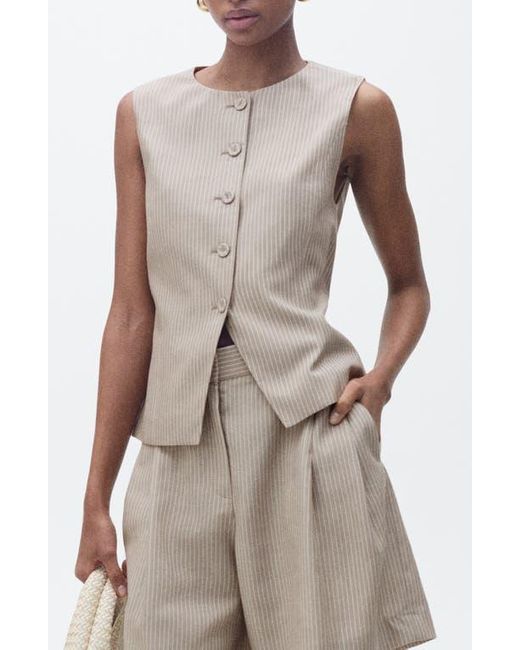 Mango Natural Vivian Stripe Suit Vest
