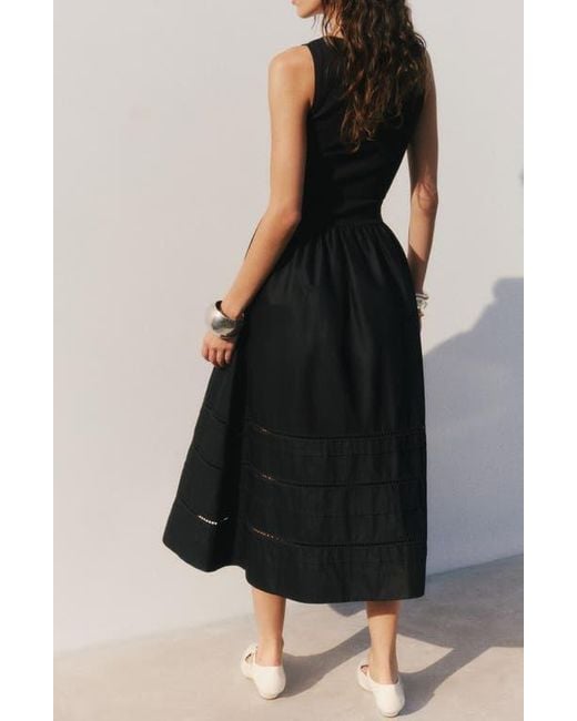 Reformation Idelle Fit & Flare Stretch Organic Cotton Midi Dress in Black | Lyst Reformation Idelle Fit & Flare Stretch Organic Cotton Midi Dress in Black | Lyst