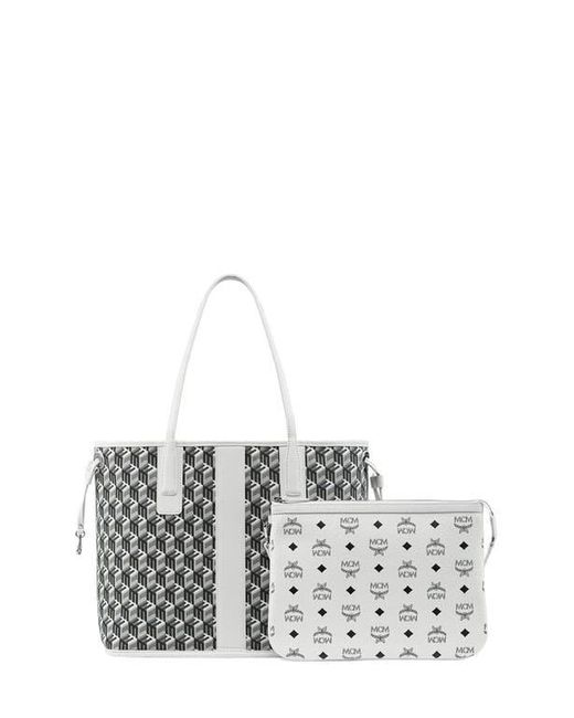 MCM White Medium Liz Reversible Shopper