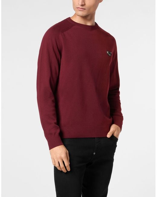 Philipp Plein Red Pullover Round Neck for men