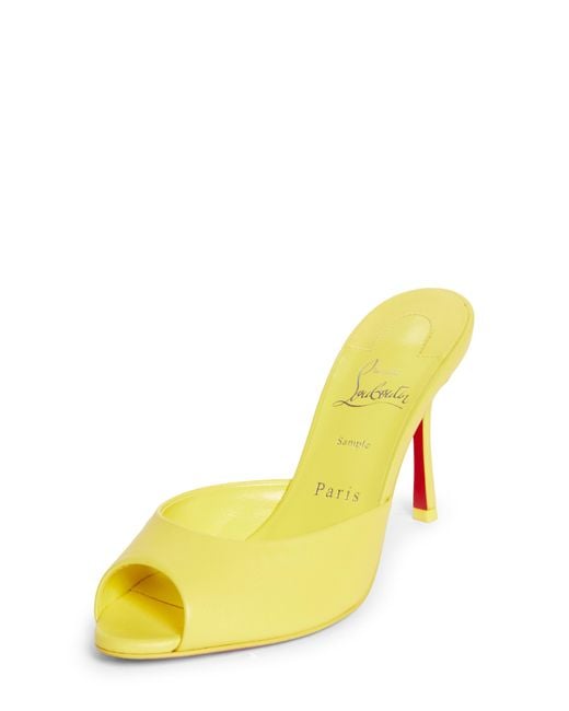 Christian Louboutin Yellow Me Dolly Peep Toe Slide Sandal