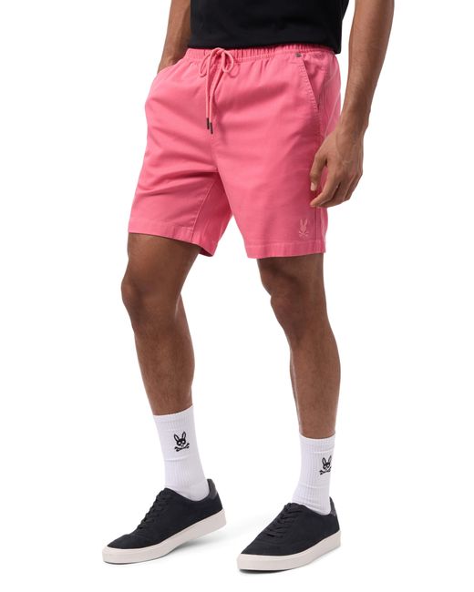 Psycho Bunny Pink Willis Stretch Twill Drawstring Shorts for men