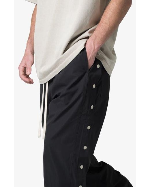 MNML Black Oversize Side Snap Nylon Pants for men