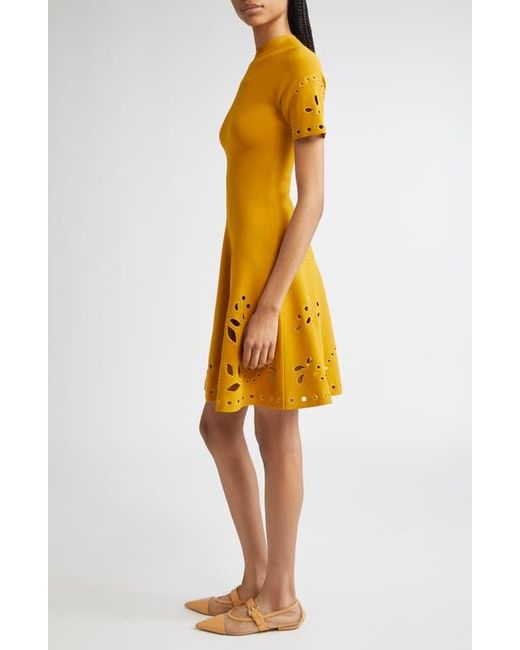 Ulla Johnson Yellow Fanna Eyelet Detail Knit Minidress