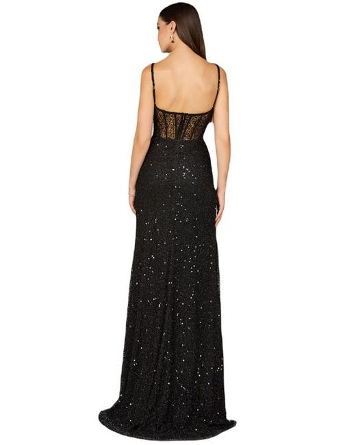 LARA New York Black Elegant Corset Gown With Slit