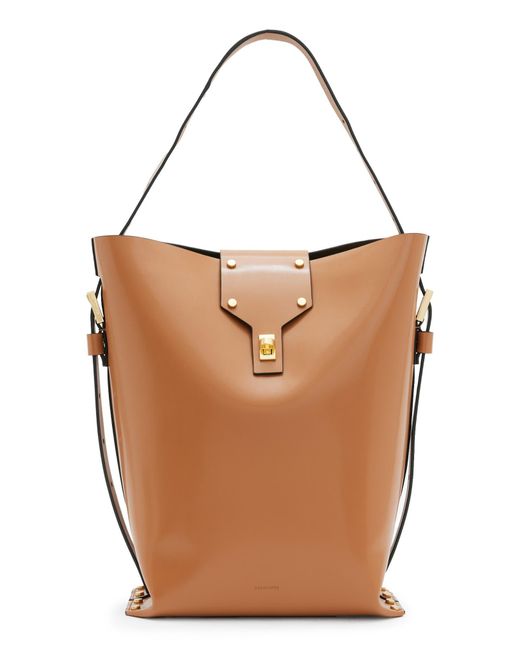 AllSaints Brown Miro Leather Shoulder Bag