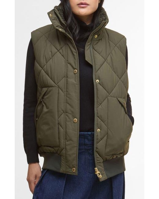 Barbour Green Becky Diamond Quilted Puffer Vest