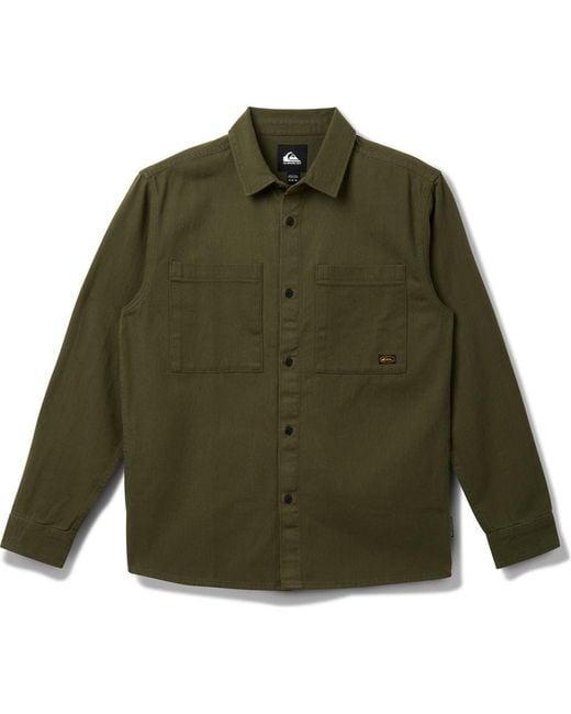 Quiksilver Green Herson Cotton Twill Buton-Up Overshirt for men