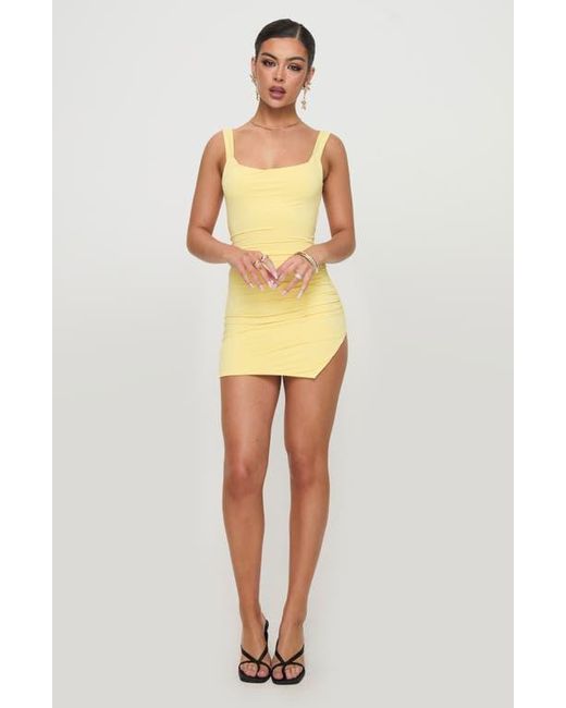 Princess Polly Kassanda Ruched Body-Con Minidress in Yellow | Lyst
