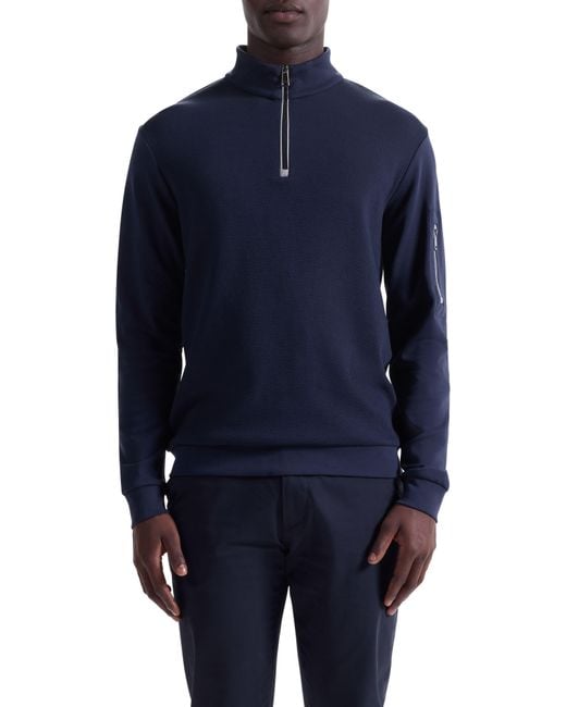 Bugatchi Blue Soft Touch Quarter Zip for men