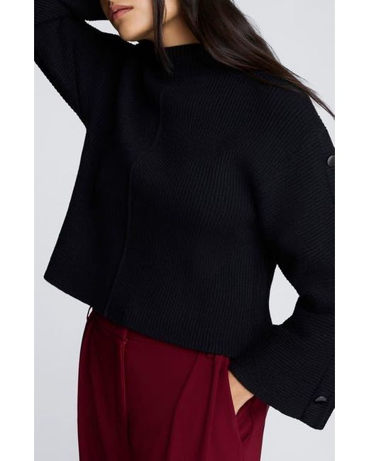 Kenneth Cole Black Rib Mock Neck Pullover
