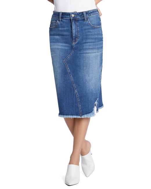Wash Lab Denim Reveal Denim Midi Skirt in Blue | Lyst