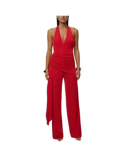 JLUXLABEL Red Rustic Charm Halter Jumpsuit