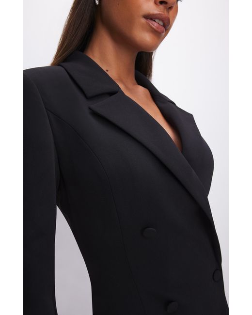 GOOD AMERICAN Black Luxe Suiting Exec Long Sleeve Blazer Minidress