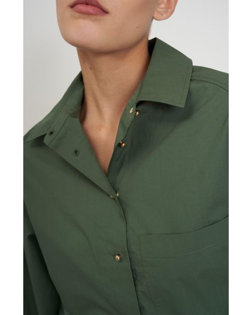 Rebecca Minkoff Green Layne Crop Button-up Shirt