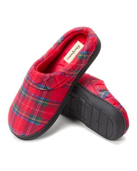 Dearfoams Pink Darcy Quilted Cuff Velour Clog Slipper