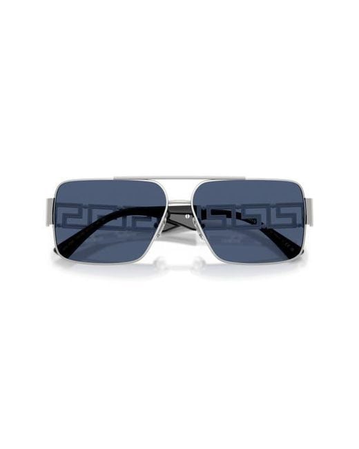 Versace Blue 61Mm Rectangular Sunglasses for men