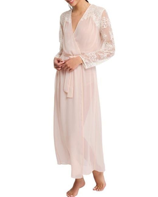 Rya Collection Pink Giselle Lace & Chiffon Long Robe