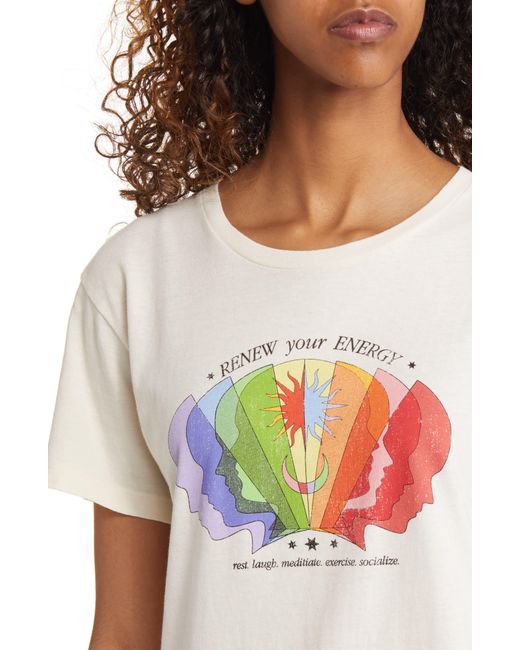 GOLDEN HOUR White Rainbow Renew Energy Cotton Graphic T-shirt