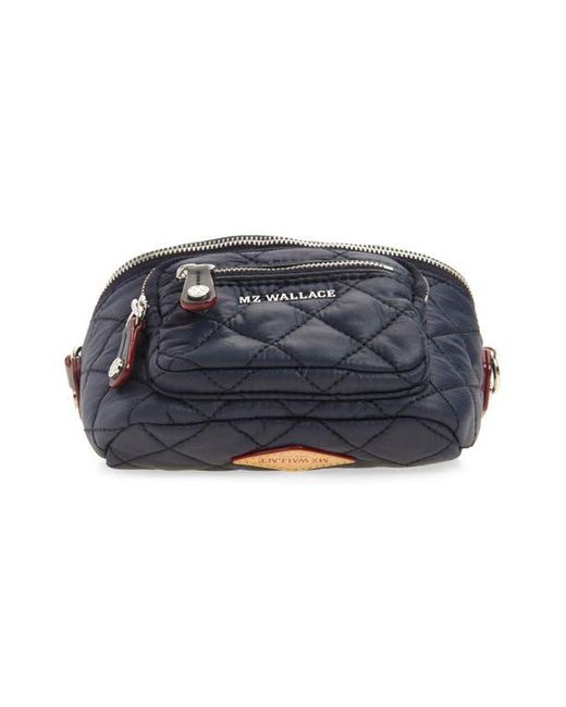 MZ Wallace Black Micro Crosby Diamond Quilted Nylon Sling Bag