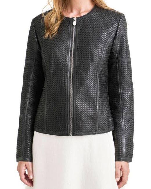 Velez Black Woven Leather Jacket