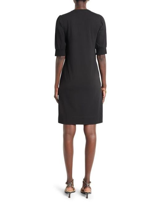 NIC+ZOE Black Henley Puff Sleeve Shift Dress