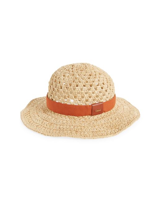 Chloé Natural Raffia Crochet Boater Hat