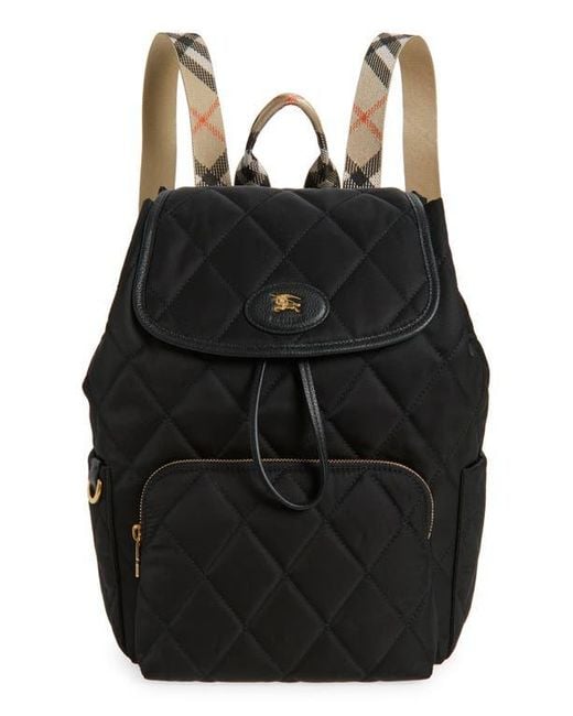 Burberry Black Horseshoe Quilted Nylon Backpack