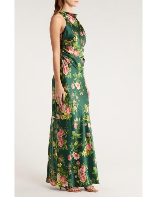Reformation Anaiis Silk High Neck Maxi Dress in Green | Lyst