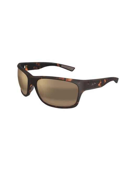 Maui Jim Natural 'Ano Nui 63Mm Oversize Polarizedplus2 Rectangular Wrap Sunglasses for men