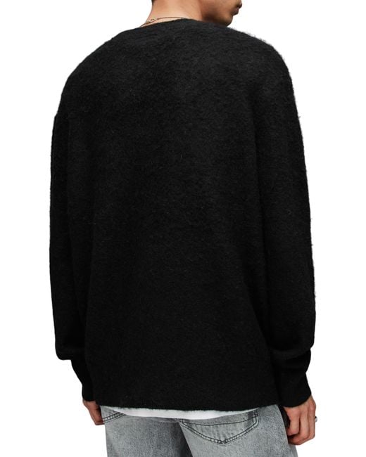 AllSaints Black Wilder Intarsia Crewneck Sweater for men