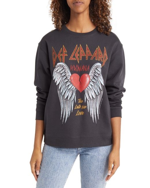 THE VINYL ICONS Black Def Leppard Heart Graphic Sweatshirt