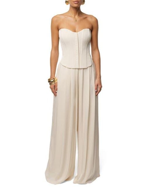 JLUXLABEL Natural Clara Pleated Wide Leg Trousers