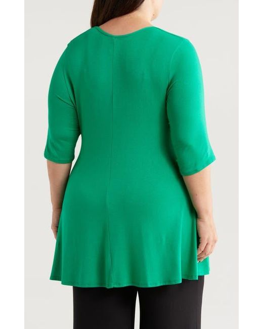 24seven Comfort Apparel Green Swing Asymmetric Hem Tunic Top