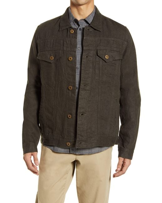 Billy Reid Linen Trucker Jacket in Black for Men Lyst